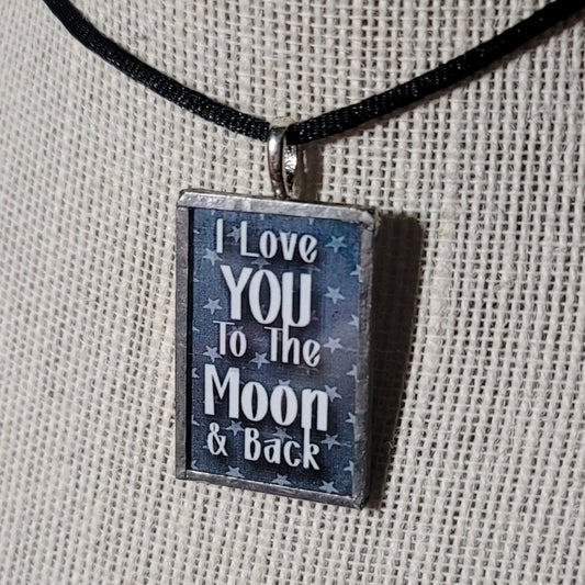 I Love You To The Moon & Back Handmade Stained - Glass Pendant - BluSparkle