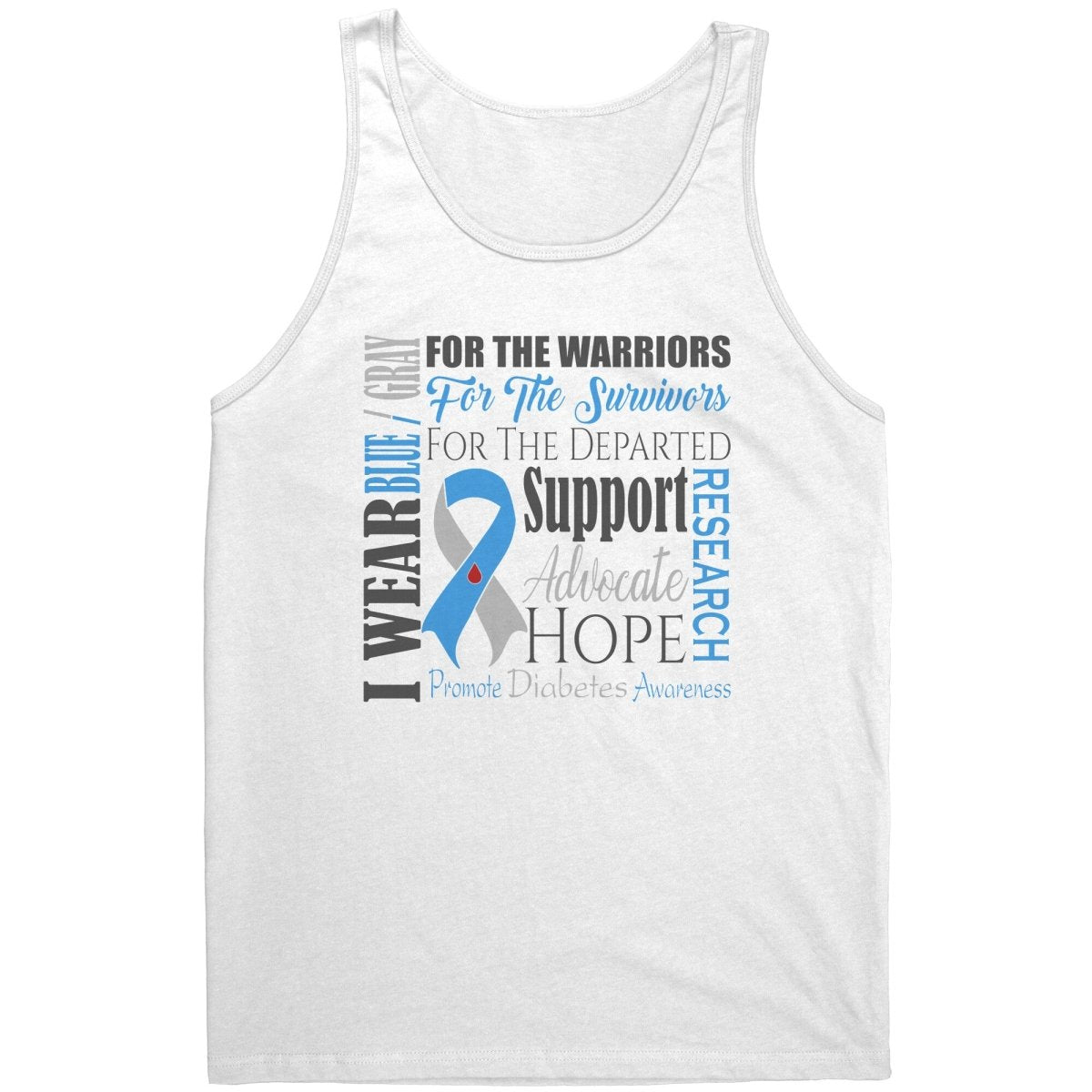 I Wear Blue & Gray for Diabetes Awareness T-Shirt, Hoodie, Tank - BluSparkle