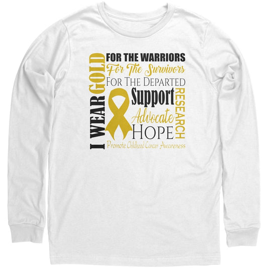 I Wear Gold for Childhood Cancer Awareness T-Shirt, Hoodie, Tank - BluSparkle