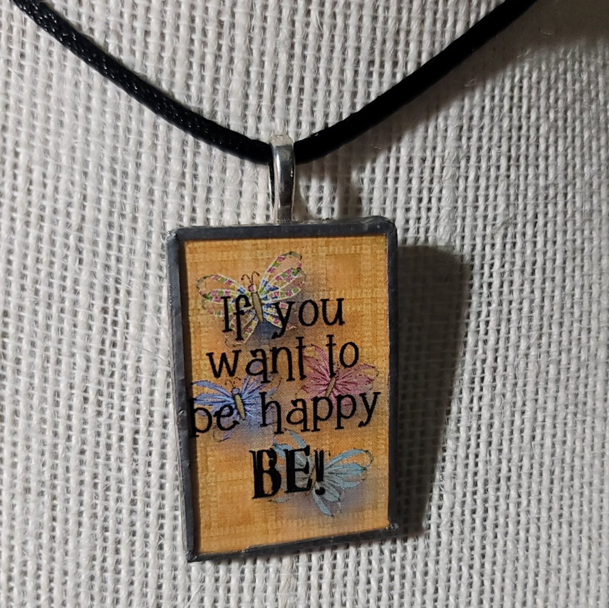 If You Want To Be Happy Handmade Stained - Glass Pendant - BluSparkle