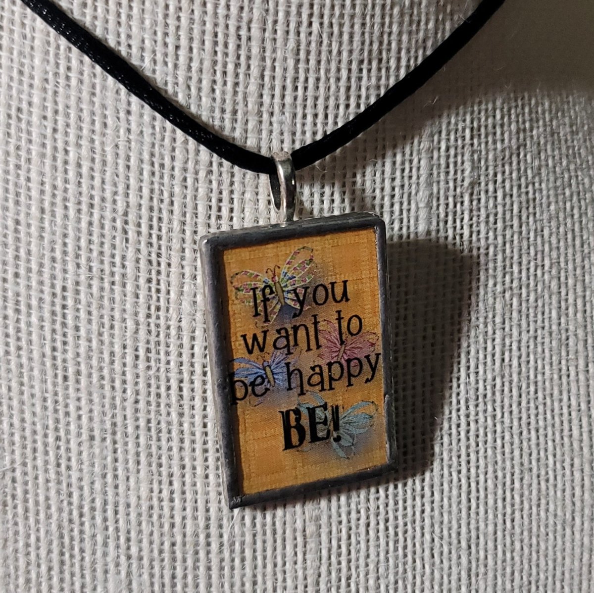 If You Want To Be Happy Handmade Stained - Glass Pendant - BluSparkle