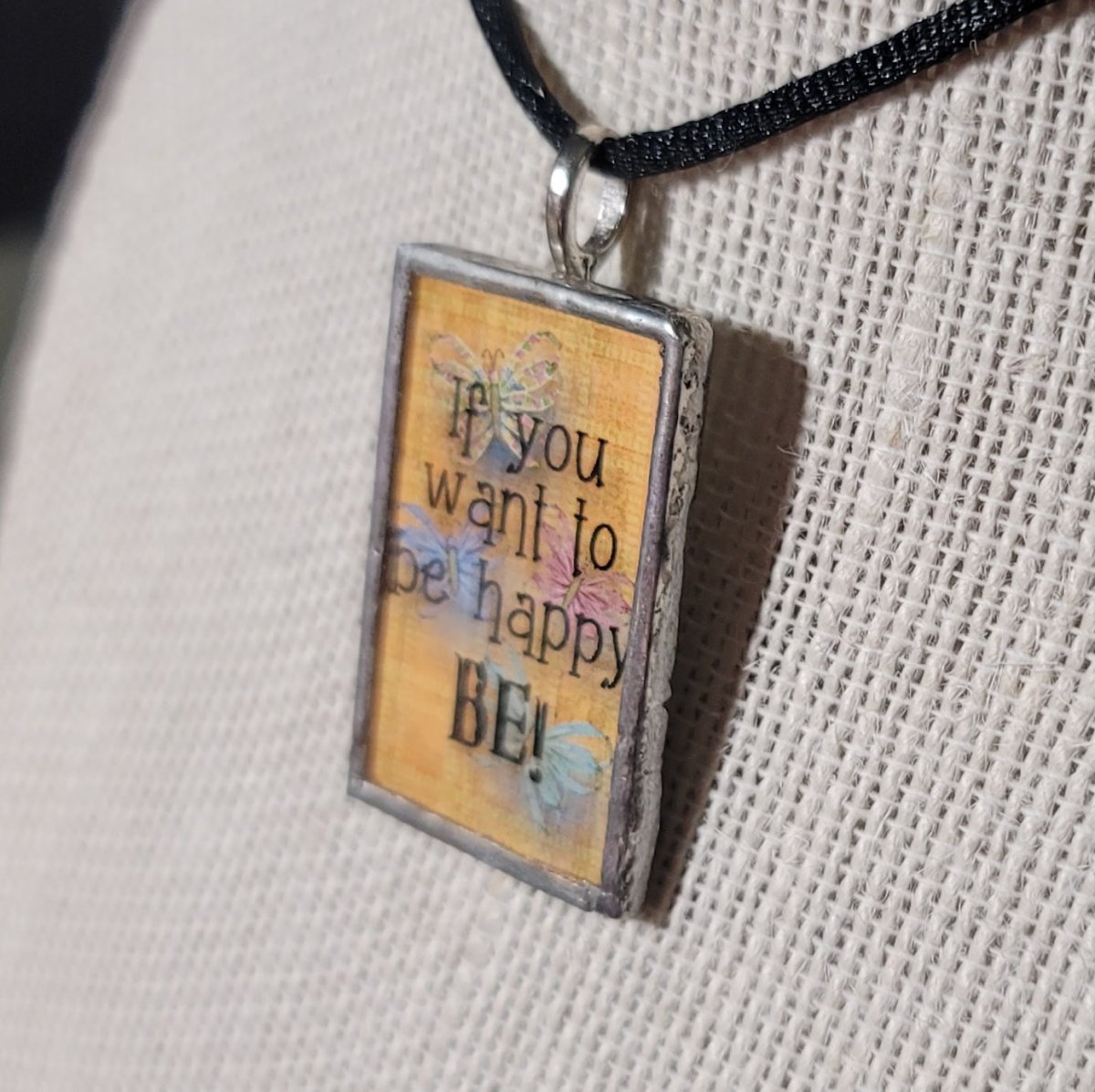 If You Want To Be Happy Handmade Stained - Glass Pendant - BluSparkle