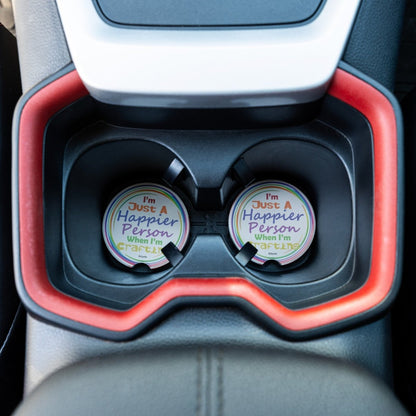 I'm Just A Happier Person When I'm Crafting Ceramic Car Coasters - BluSparkle