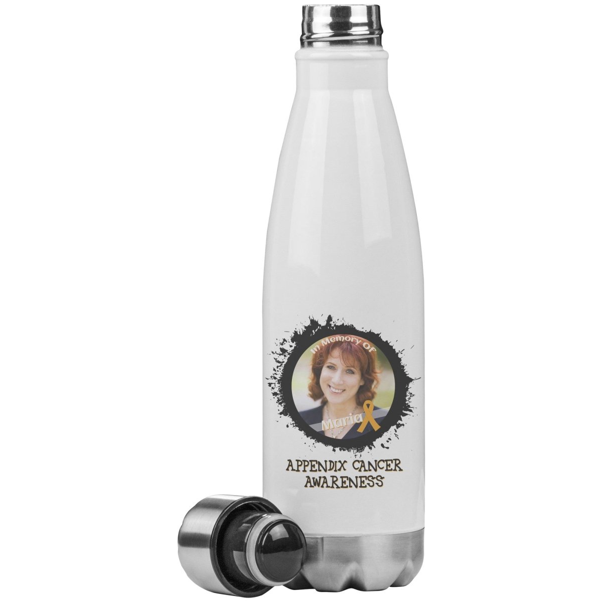 In Memory / In Honor of Appendix Cancer Awareness 20oz Insulated Water Bottle - BluSparkle