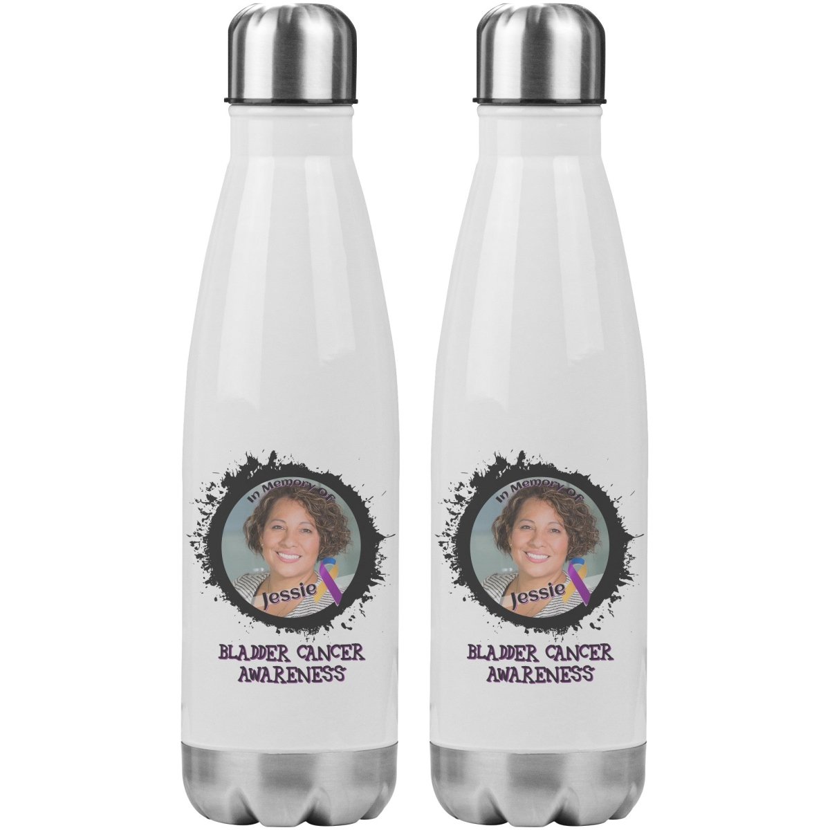 In Memory / In Honor of Bladder Cancer Awareness 20oz Insulated Water Bottle - BluSparkle