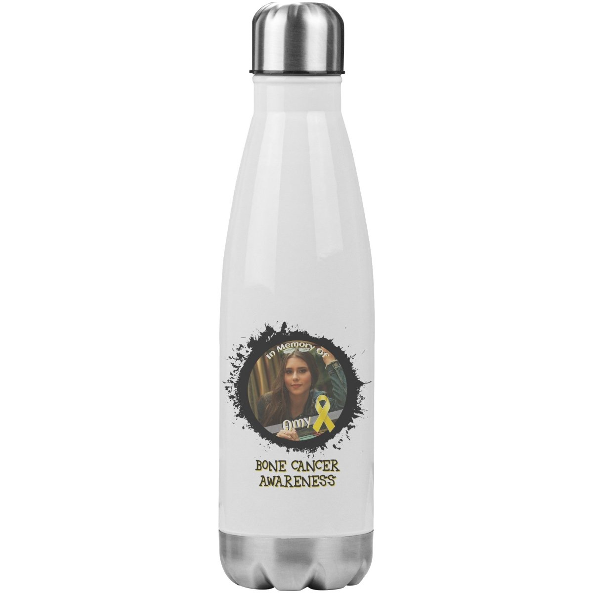 In Memory / In Honor of Bone Cancer Awareness 20oz Insulated Water Bottle - BluSparkle