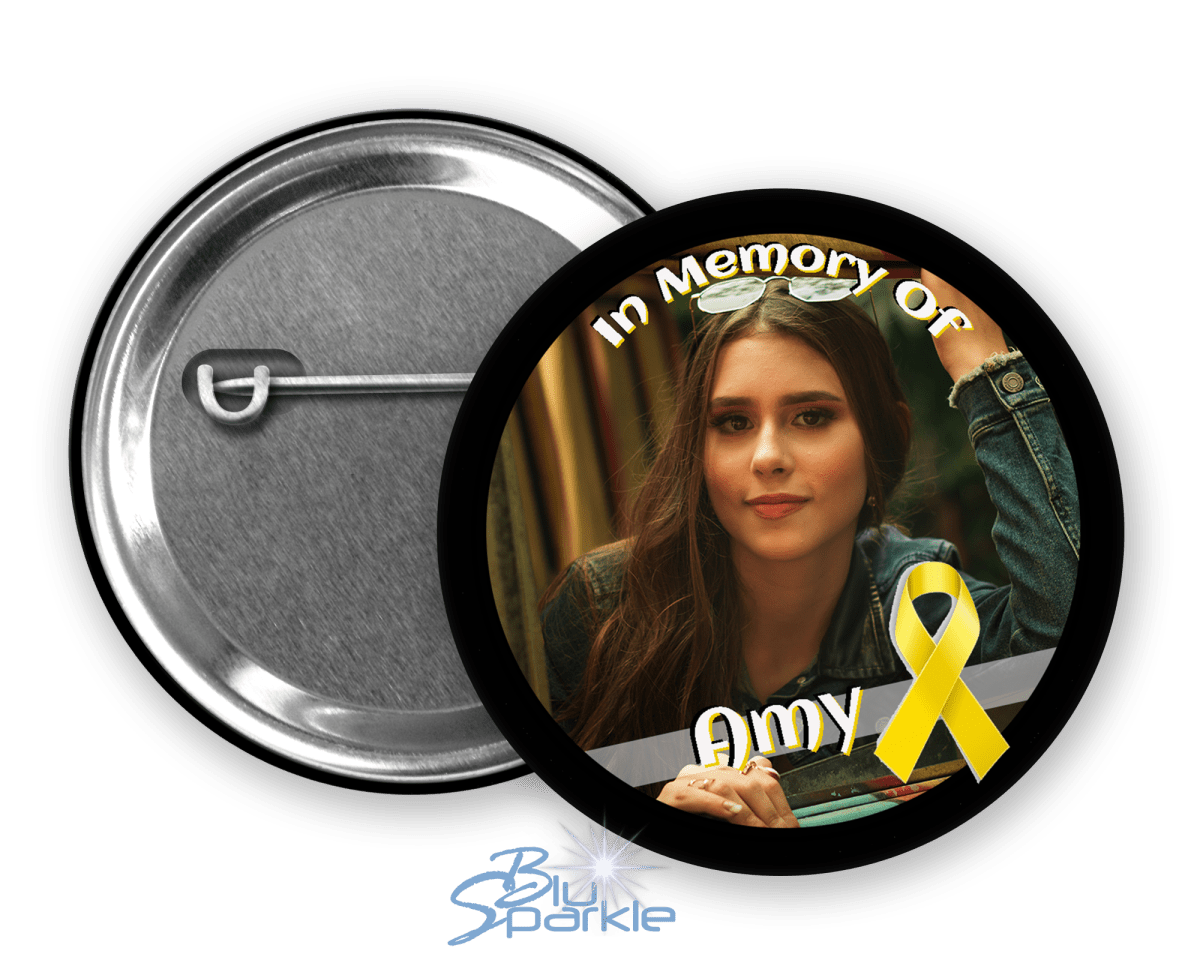 In Memory / In Honor of Bone Cancer Awareness Pinback Button - BluSparkle