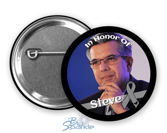 In Memory / In Honor of Brain Cancer Awareness Pinback Button |x| - BluSparkle