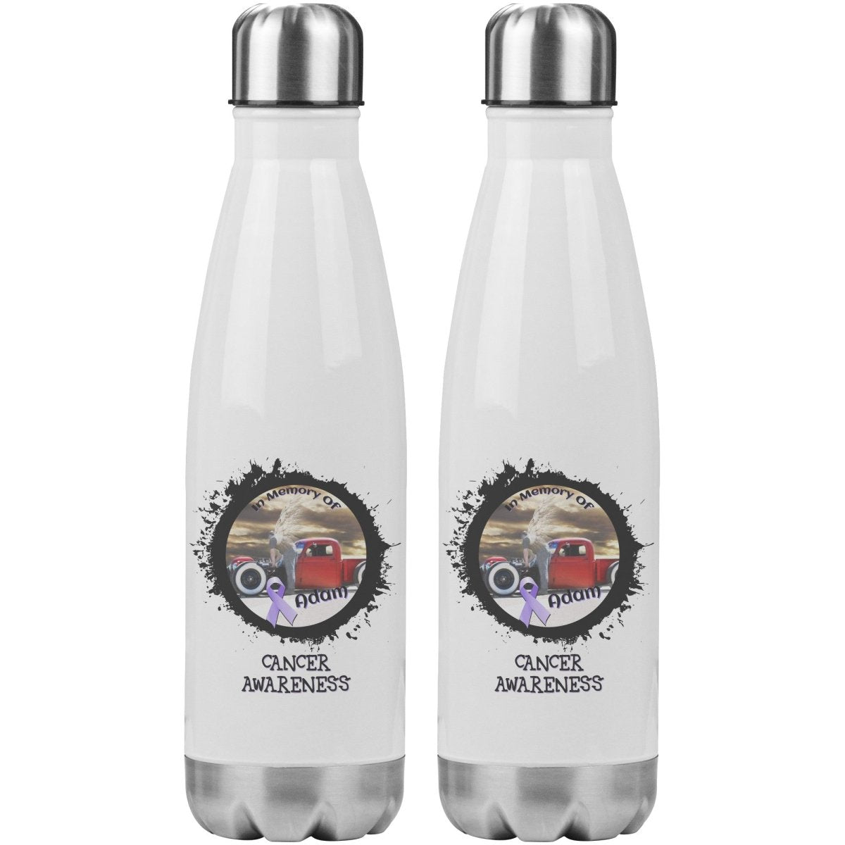 In Memory / In Honor of Cancer Awareness 20oz Insulated Water Bottle - BluSparkle