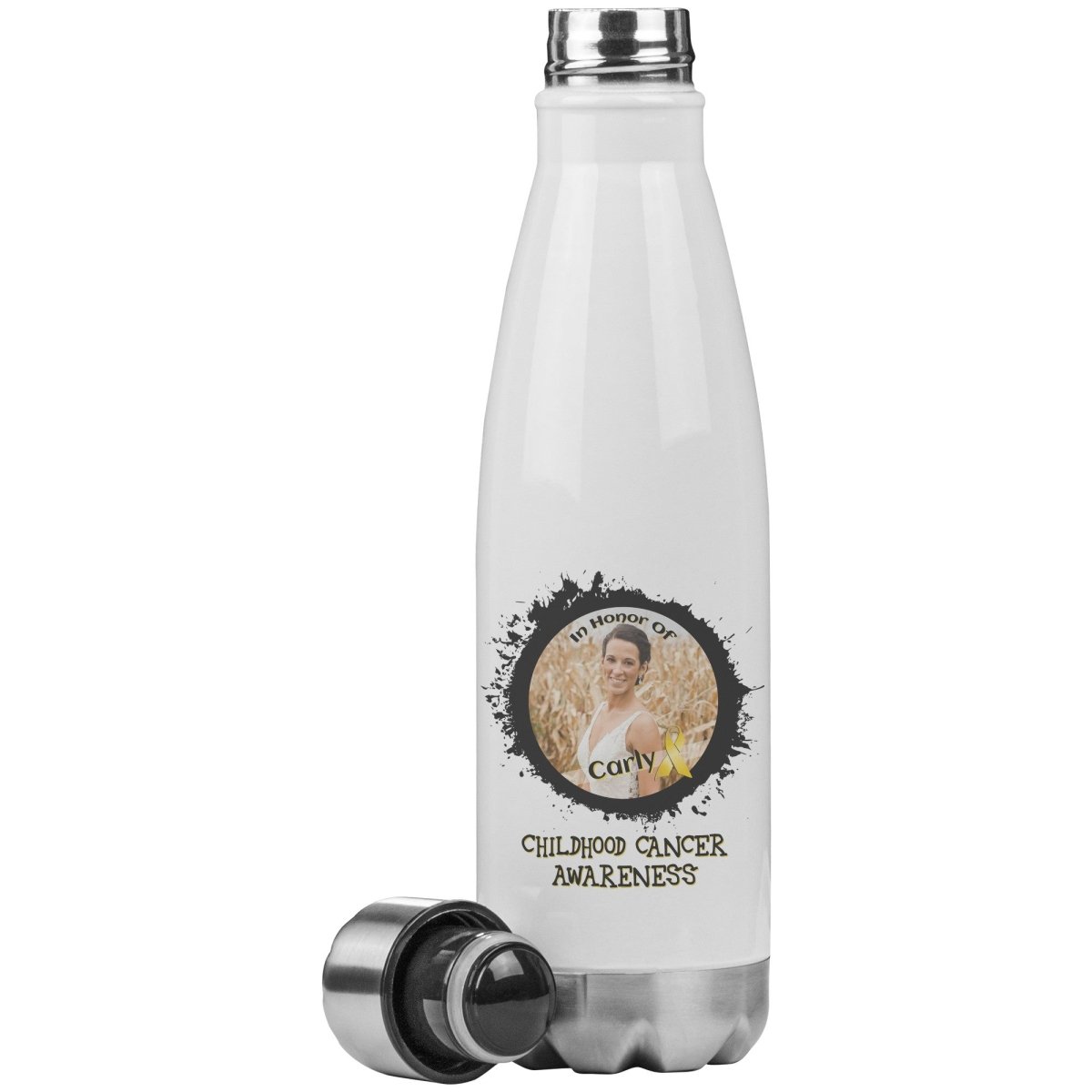 In Memory / In Honor of Childhood Cancer Awareness 20oz Insulated Water Bottle - BluSparkle