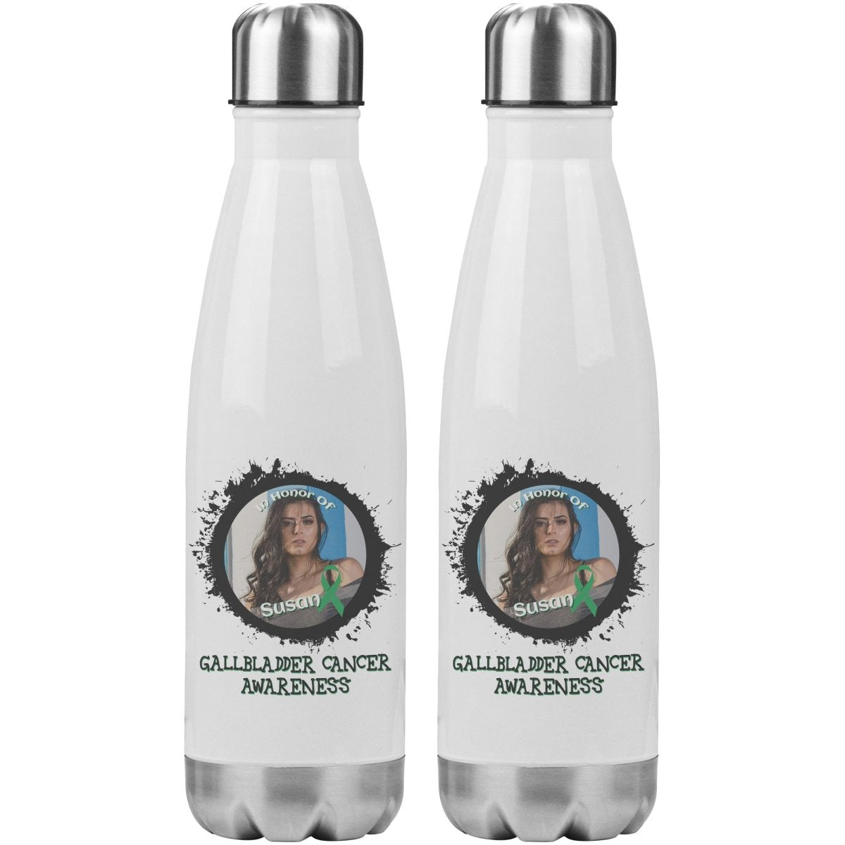 In Memory / In Honor of Gallbladder Cancer Awareness 20oz Insulated Water Bottle - BluSparkle