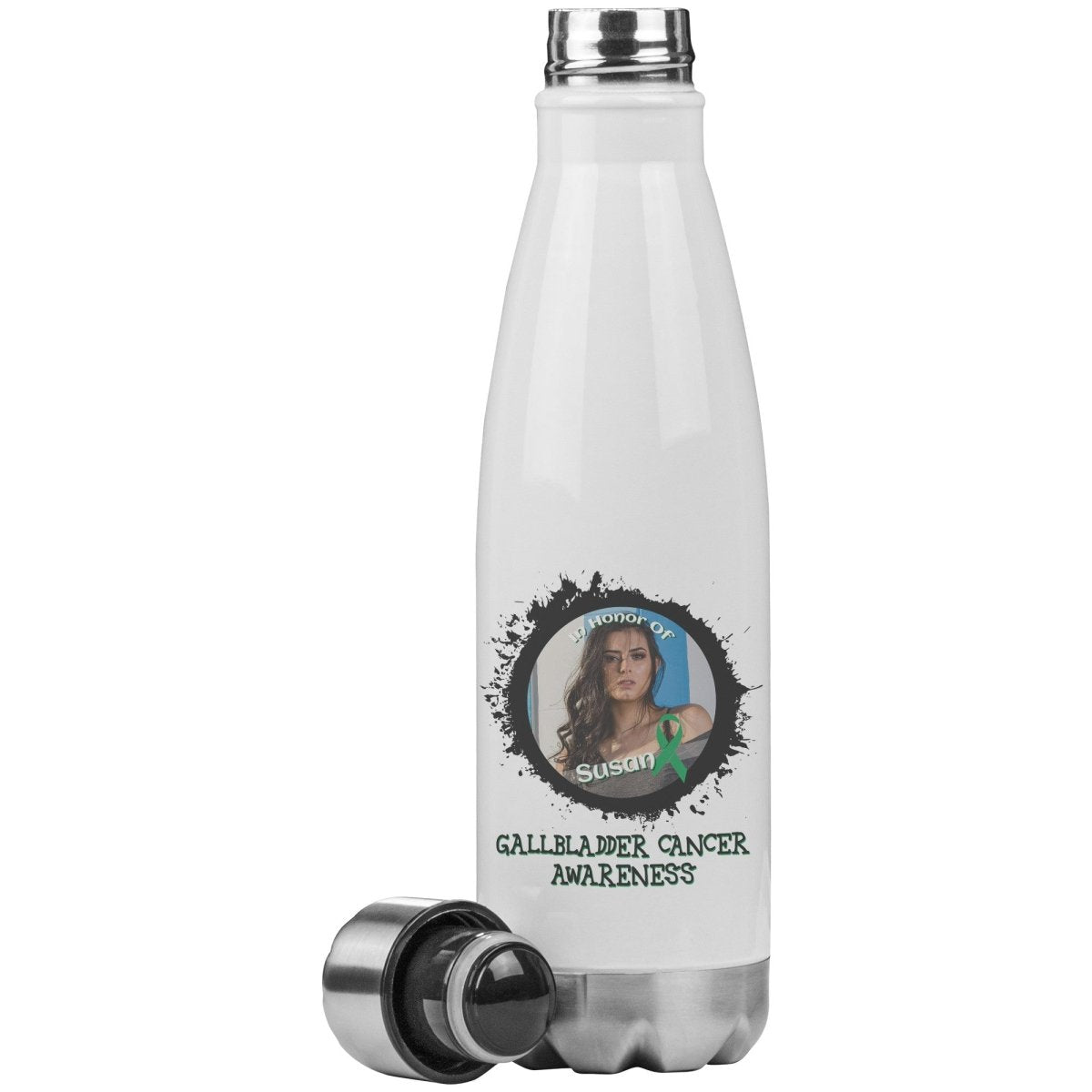 In Memory / In Honor of Gallbladder Cancer Awareness 20oz Insulated Water Bottle - BluSparkle