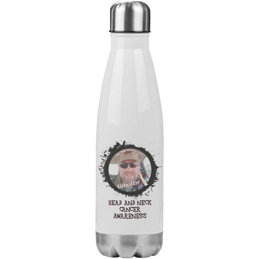 In Memory / In Honor of Head and Neck Cancer Awareness 20oz Insulated Water Bottle - BluSparkle