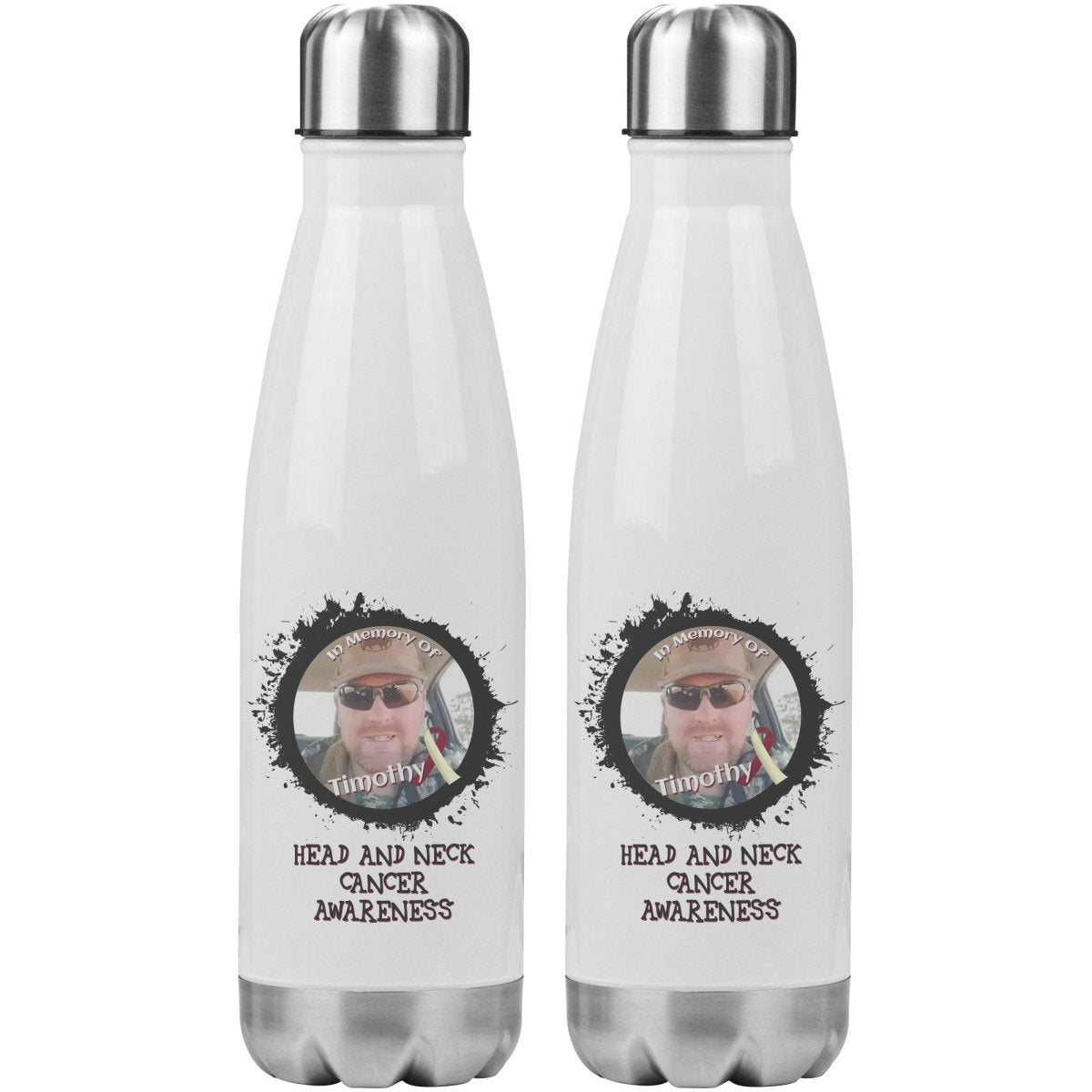 In Memory / In Honor of Head and Neck Cancer Awareness 20oz Insulated Water Bottle - BluSparkle