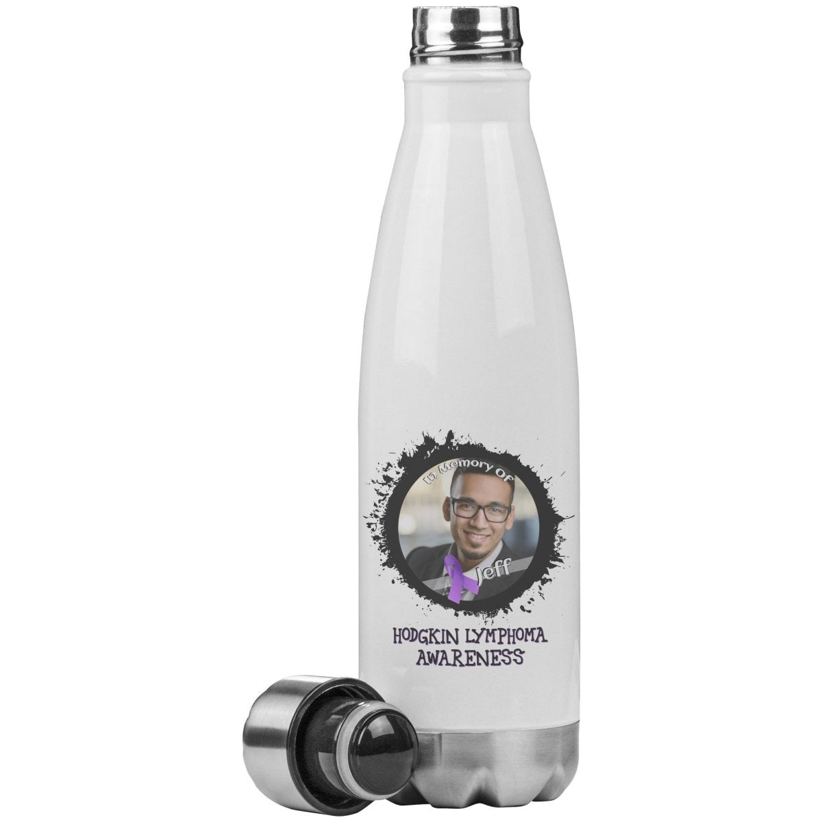 In Memory / In Honor of Hodgkin's Lymphoma Awareness 20oz Insulated Water Bottle - BluSparkle