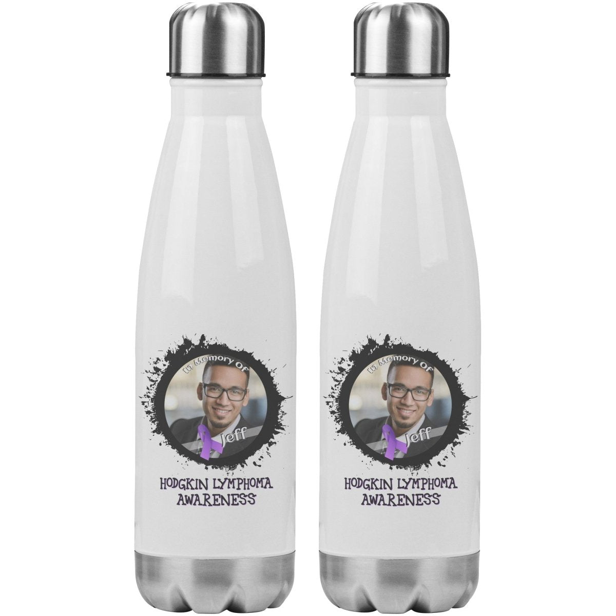 In Memory / In Honor of Hodgkin's Lymphoma Awareness 20oz Insulated Water Bottle |x| - BluSparkle