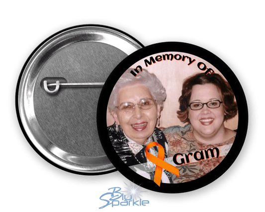 In Memory / In Honor of Leukemia Awareness Pinback Button |x| - BluSparkle