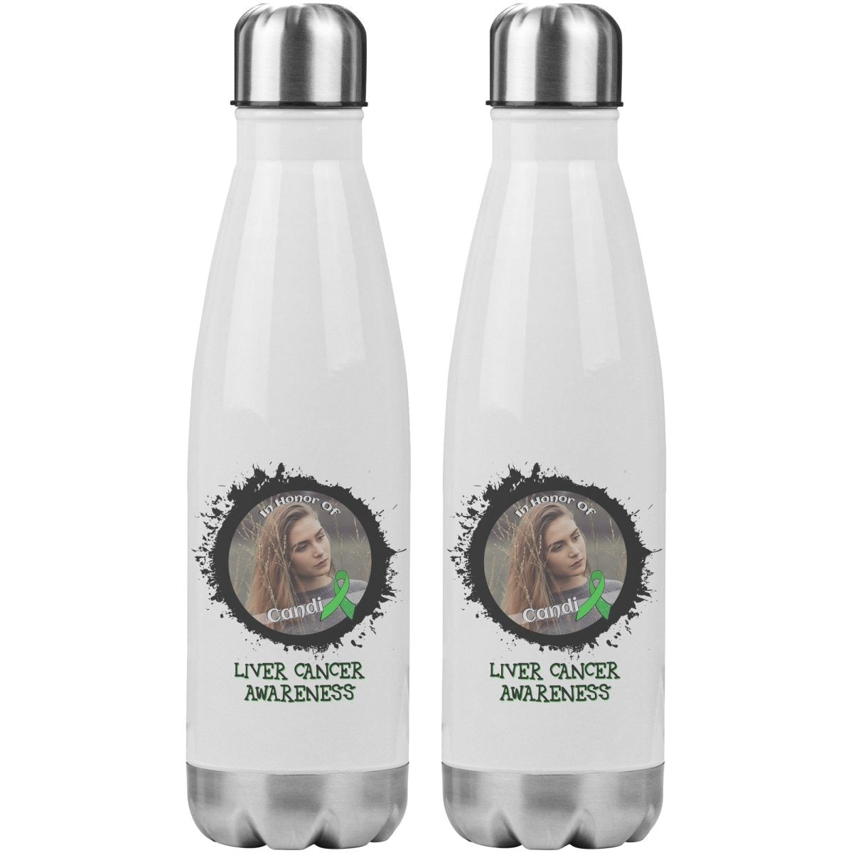 In Memory / In Honor of Liver Cancer Awareness 20oz Insulated Water Bottle - BluSparkle