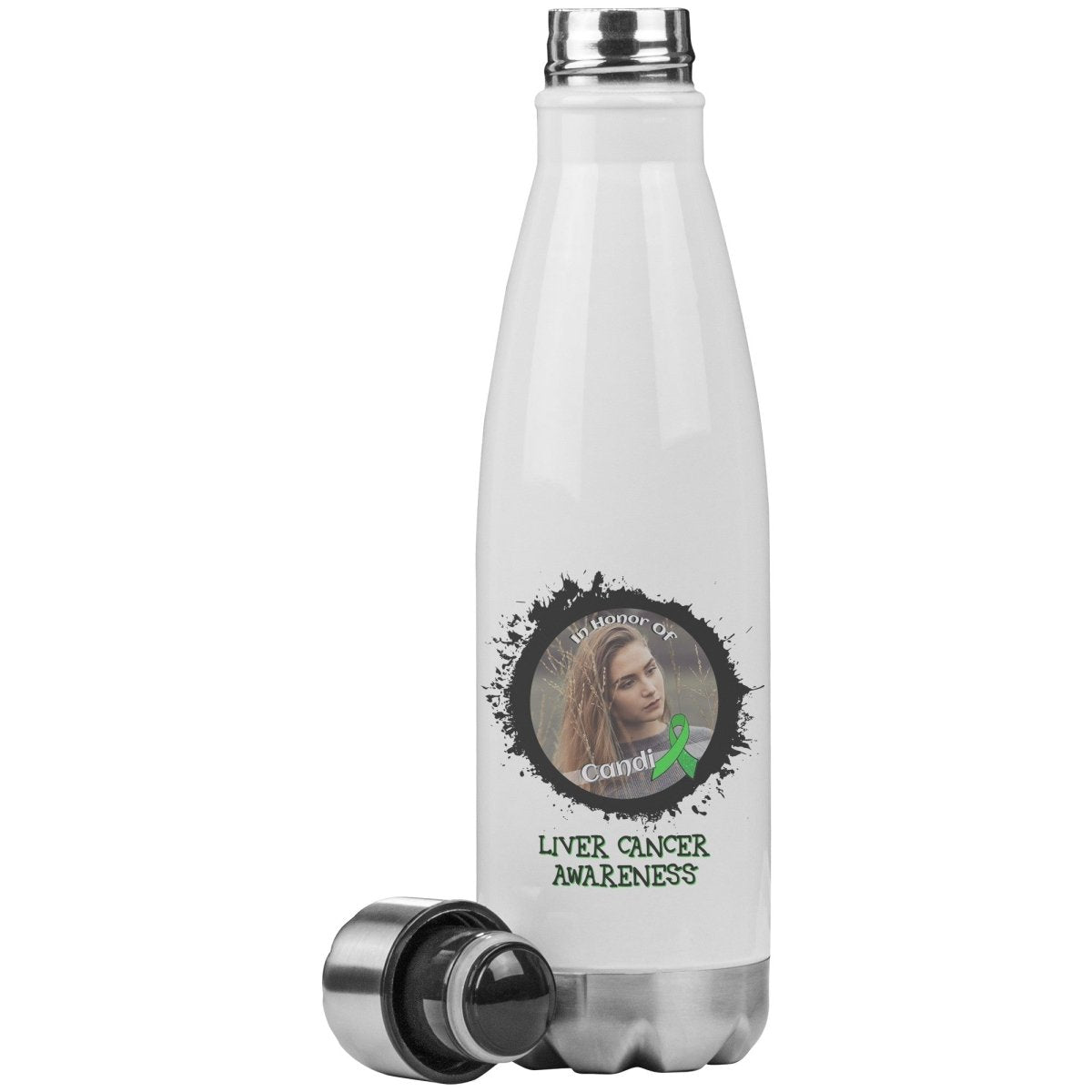 In Memory / In Honor of Liver Cancer Awareness 20oz Insulated Water Bottle - BluSparkle