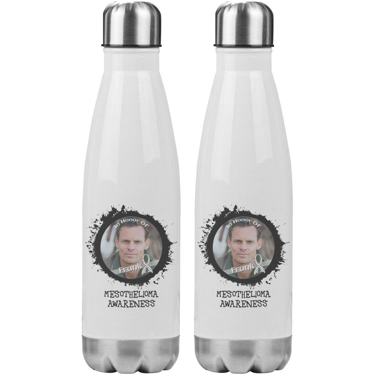 In Memory / In Honor of Mesothelioma Cancer Awareness 20oz Insulated Water Bottle - BluSparkle