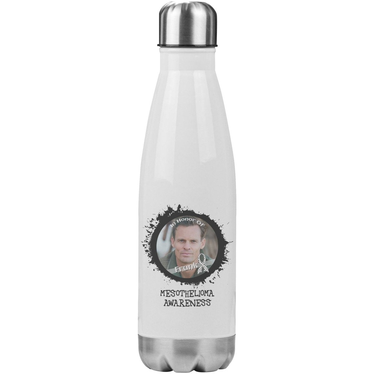 In Memory / In Honor of Mesothelioma Cancer Awareness 20oz Insulated Water Bottle |x| - BluSparkle