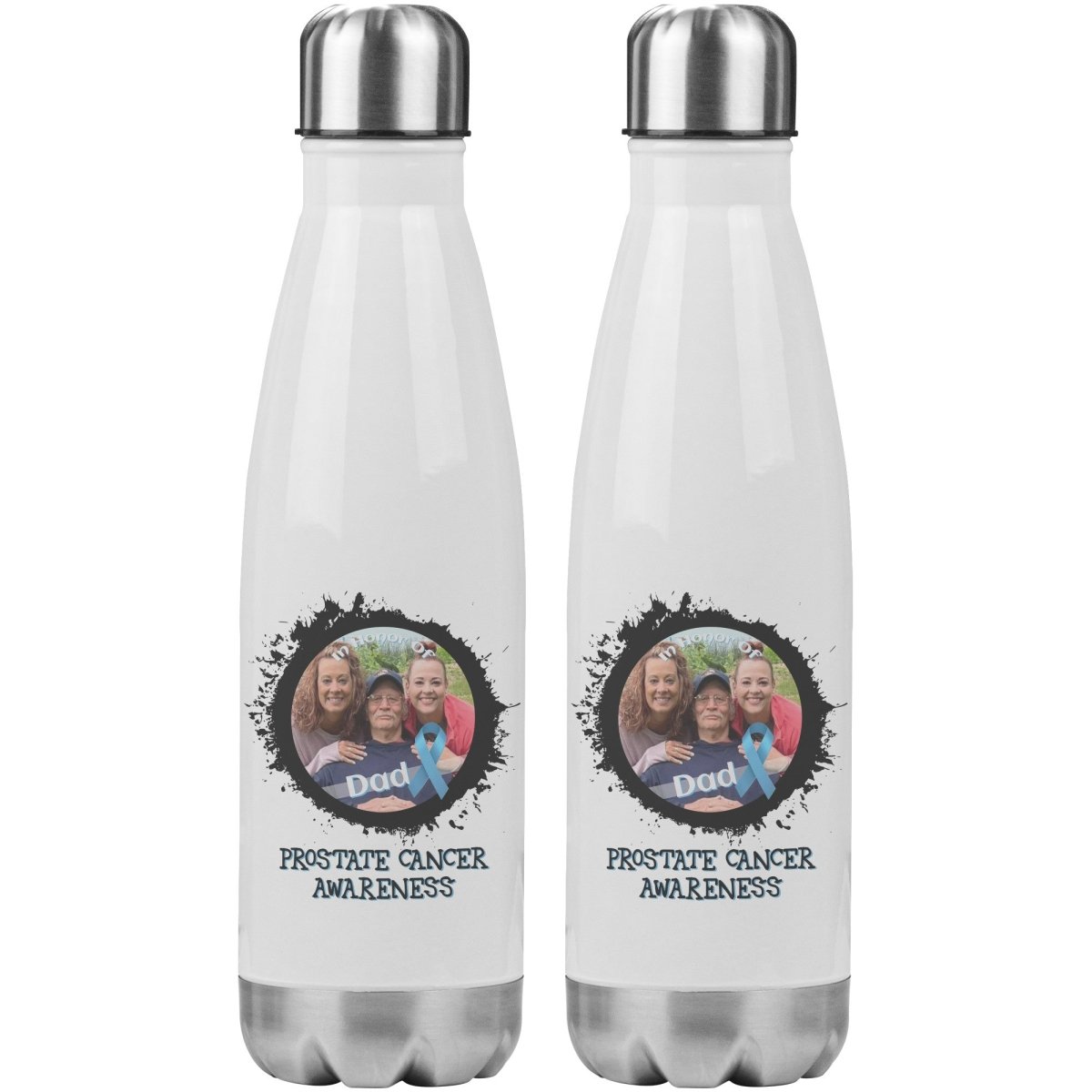 In Memory / In Honor of Prostate Cancer Awareness 20oz Insulated Water Bottle - BluSparkle