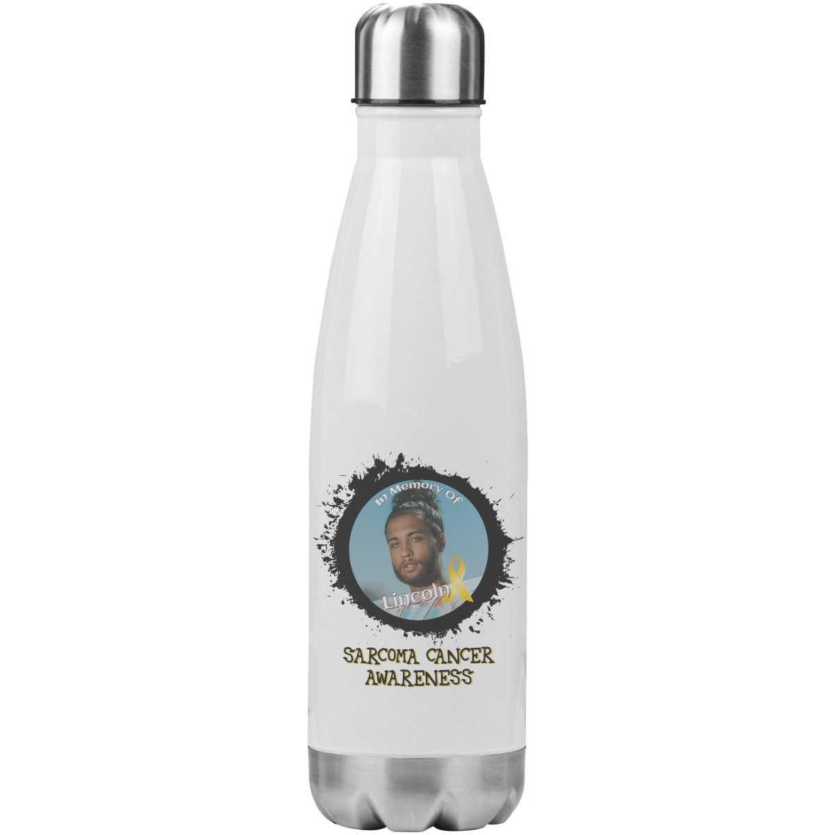 In Memory / In Honor of Sarcoma Cancer Awareness 20oz Insulated Water Bottle - BluSparkle