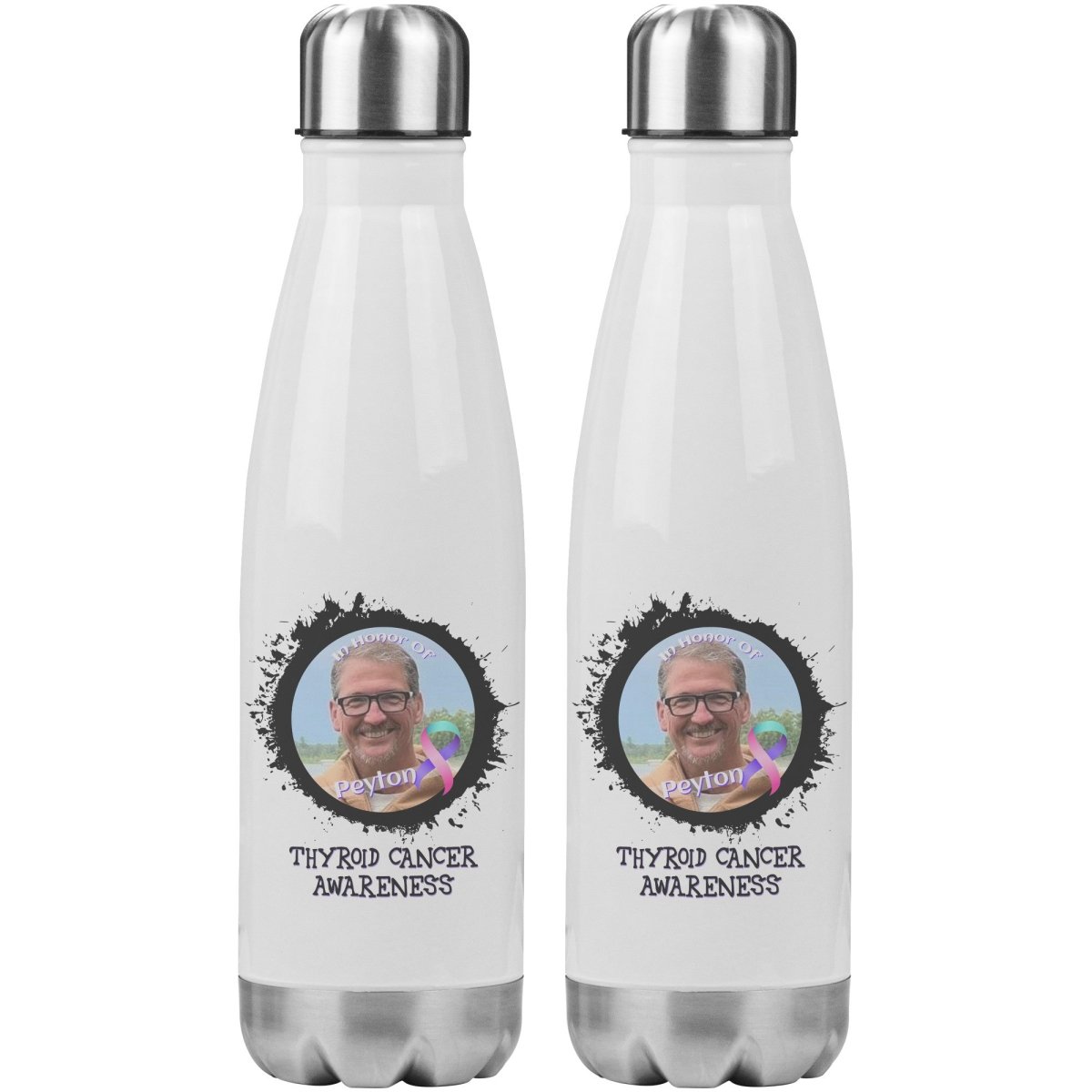 In Memory / In Honor of Thyroid Cancer Awareness 20oz Insulated Water Bottle - BluSparkle