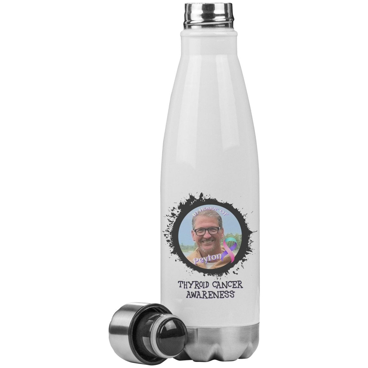 In Memory / In Honor of Thyroid Cancer Awareness 20oz Insulated Water Bottle |x| - BluSparkle