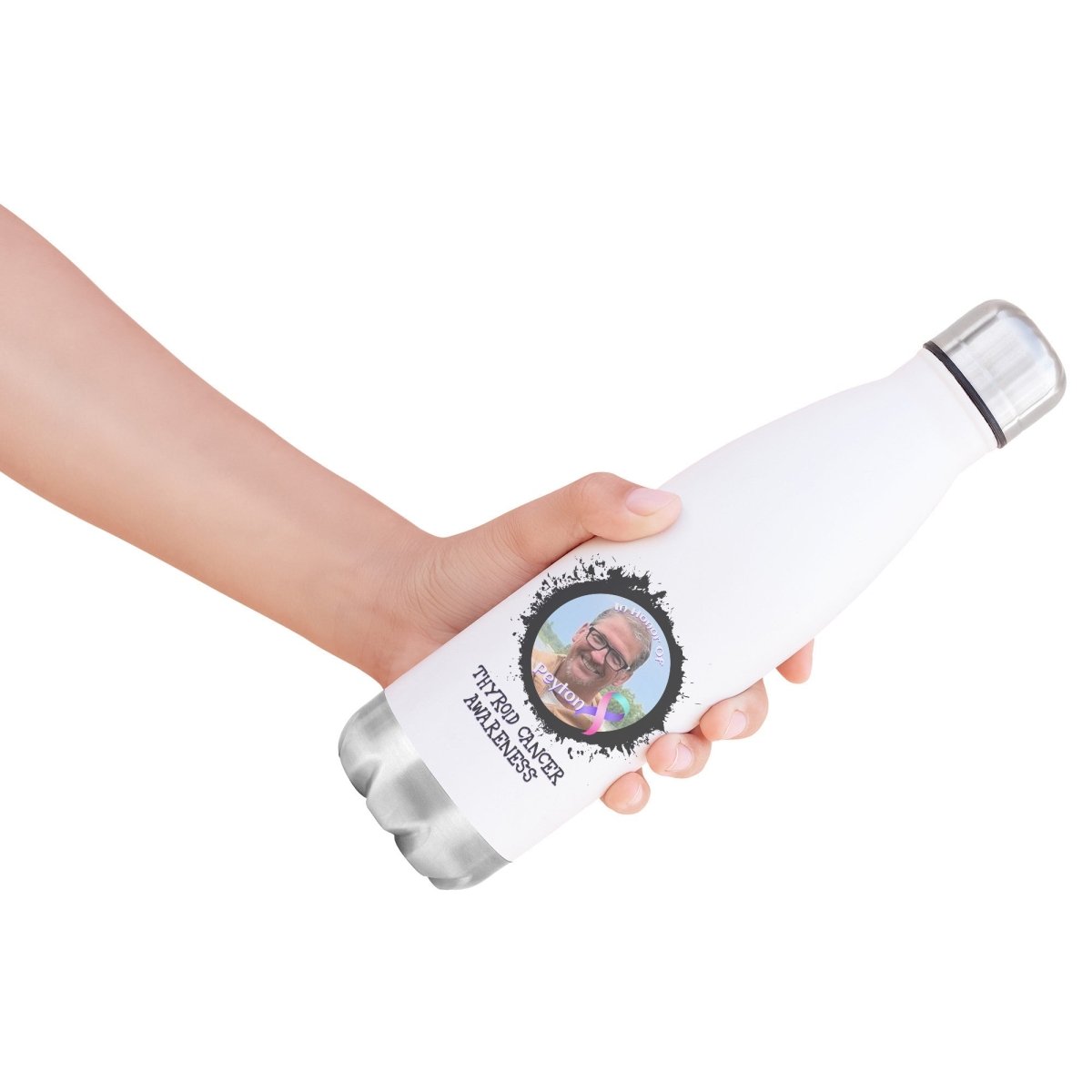 In Memory / In Honor of Thyroid Cancer Awareness 20oz Insulated Water Bottle |x| - BluSparkle