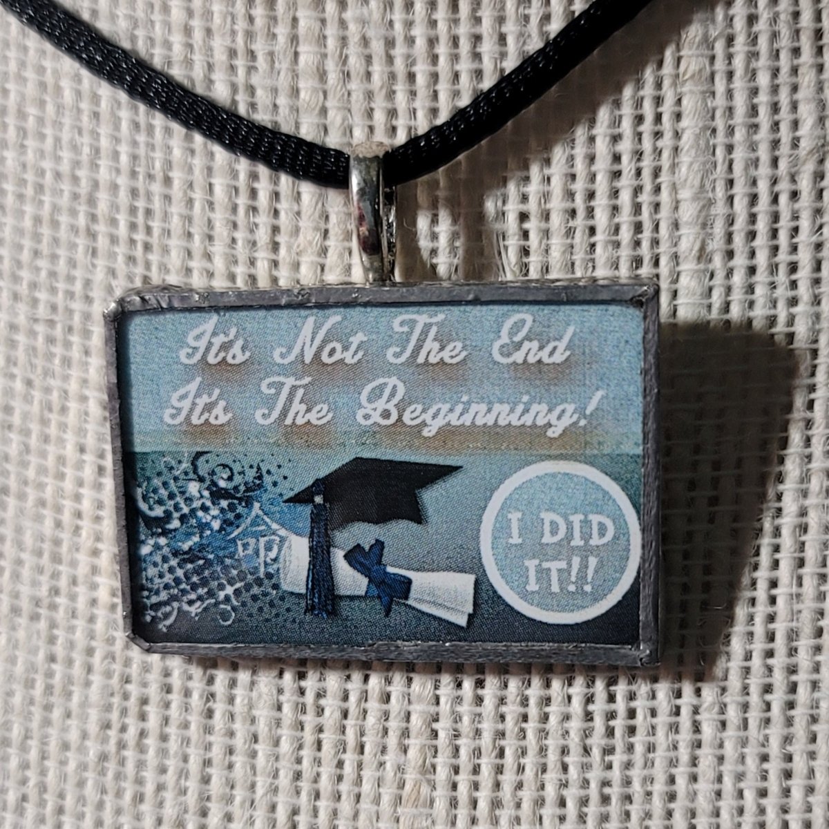 It's Not The End, It's The Beginning. I Did It! Handmade Stained - Glass Pendant - BluSparkle