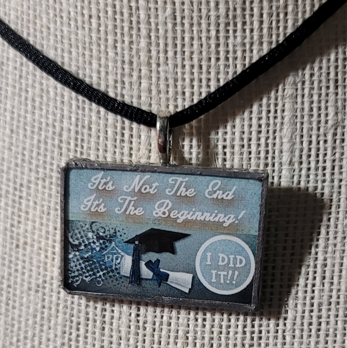 It's Not The End, It's The Beginning. I Did It! Handmade Stained - Glass Pendant - BluSparkle