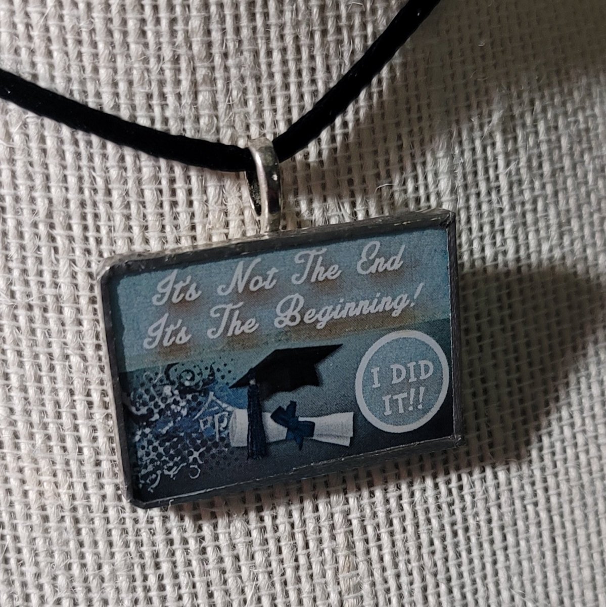 It's Not The End, It's The Beginning. I Did It! Handmade Stained - Glass Pendant - BluSparkle