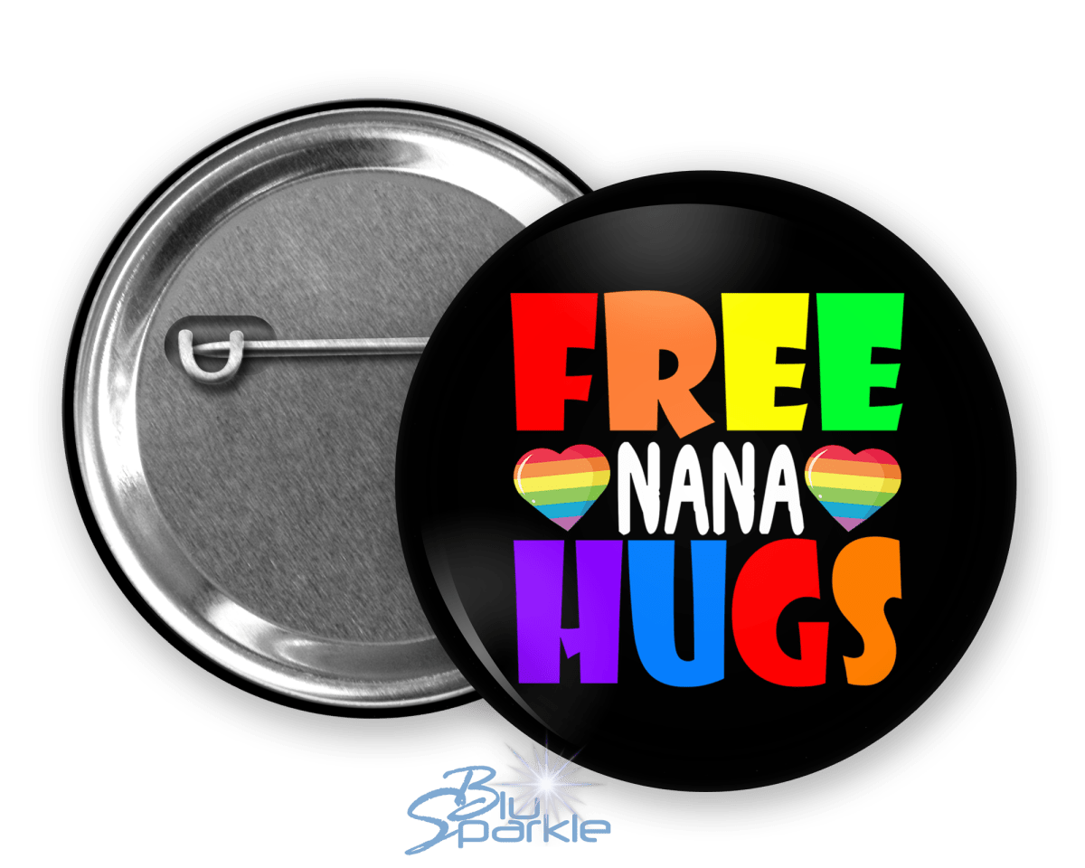 LGTBQ+ Free Hugs Pinback Button - BluSparkle