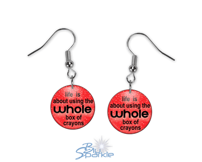 Life Is About Using The Whole Box Of Crayons - Earrings - BluSparkle