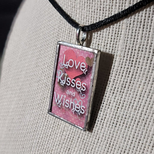 Love, Kisses & Wishes Handmade Stained - Glass Pendant - BluSparkle