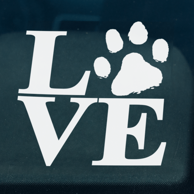 Love (with Dog Print) Decal - BluSparkle