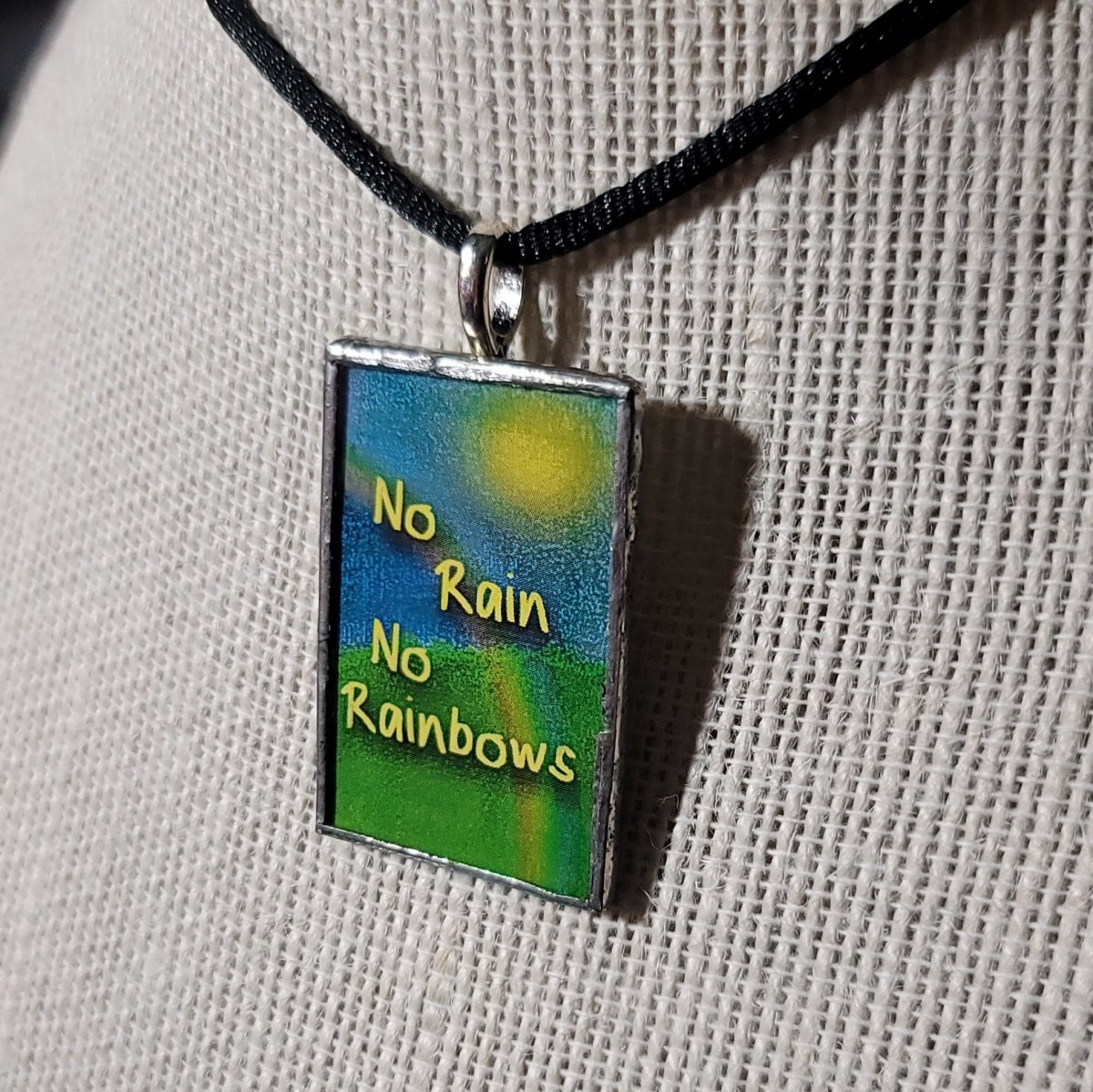 No Rain, No Rainbows Handmade Stained - Glass Pendant - BluSparkle