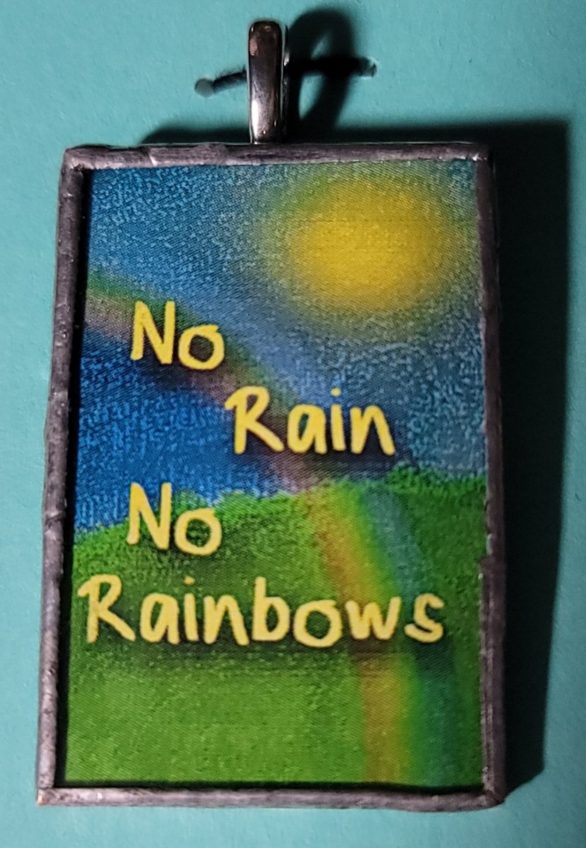 No Rain, No Rainbows Handmade Stained - Glass Pendant - BluSparkle