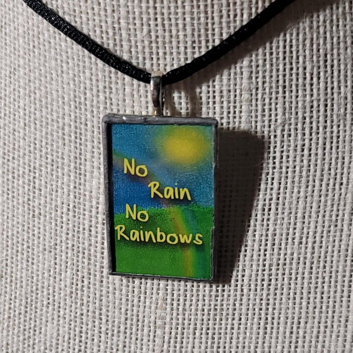 No Rain, No Rainbows Handmade Stained - Glass Pendant - BluSparkle