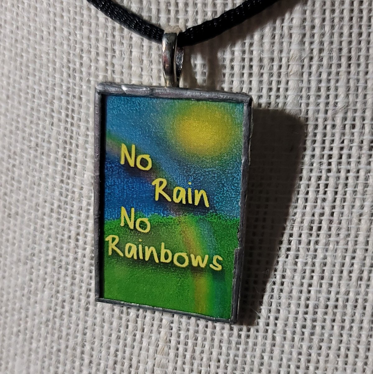 No Rain, No Rainbows Handmade Stained - Glass Pendant - BluSparkle