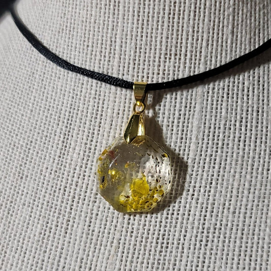 Octagon Yellow Specks Pendant Charm - BluSparkle