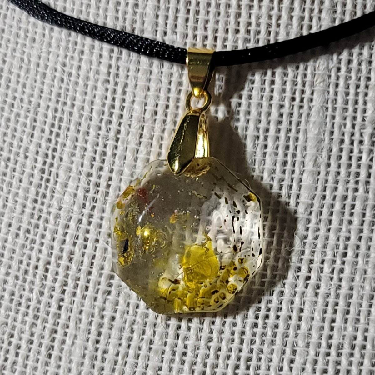 Octagon Yellow Specks Pendant Charm - BluSparkle