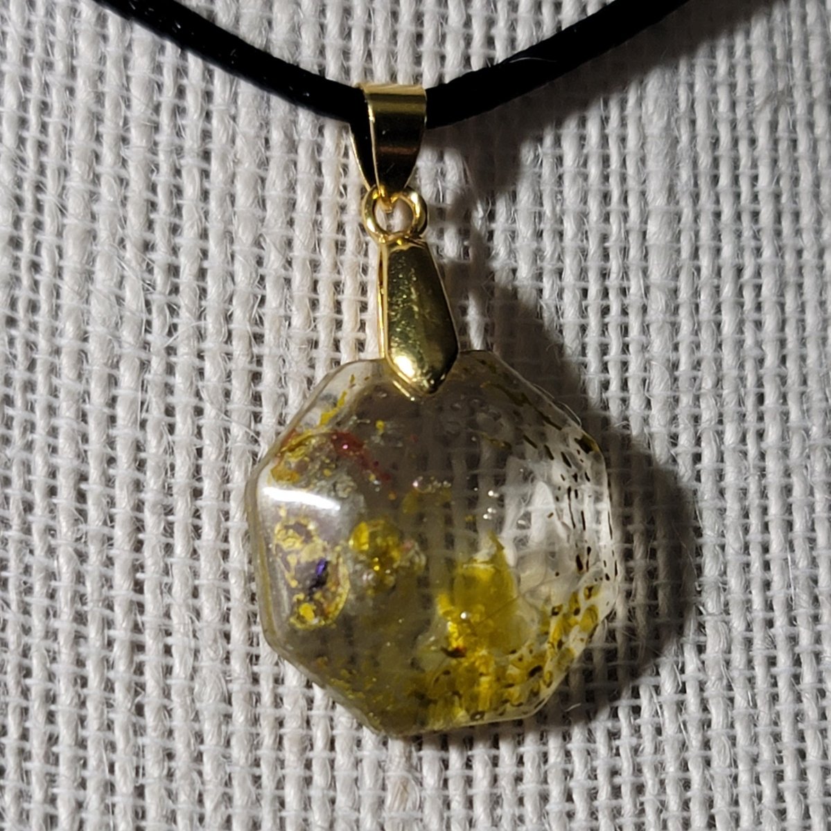 Octagon Yellow Specks Pendant Charm - BluSparkle