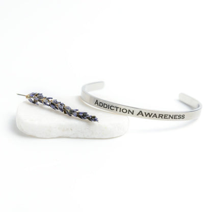 Personalized Addiction Awareness Cuff Bracelet - BluSparkle