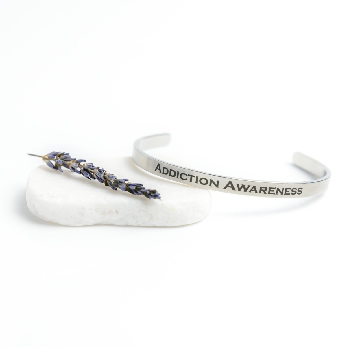 Personalized Addiction Awareness Cuff Bracelet - BluSparkle