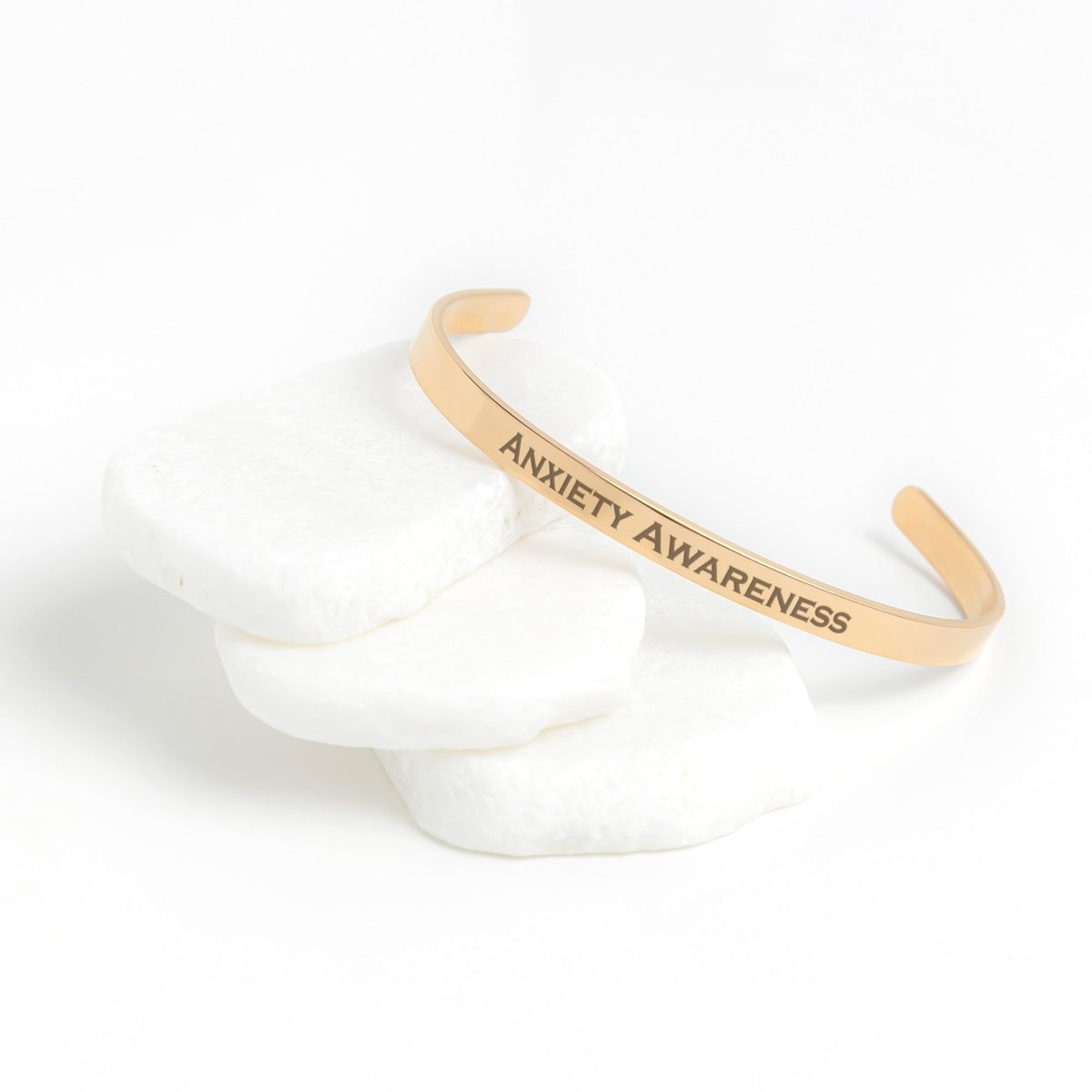 Personalized Anxiety Awareness Cuff Bracelet - BluSparkle