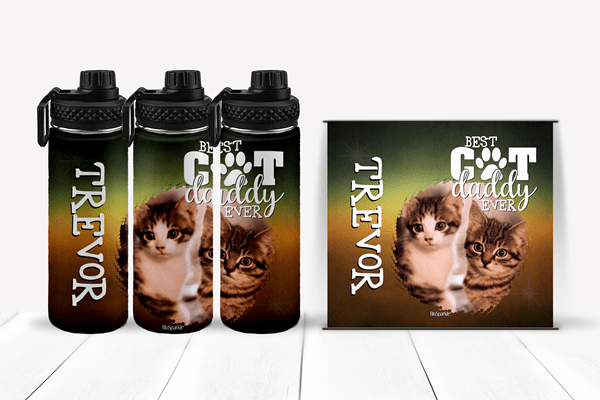 Personalized Best Cat Daddy Ever Tumblers and Water Bottles - BluSparkle