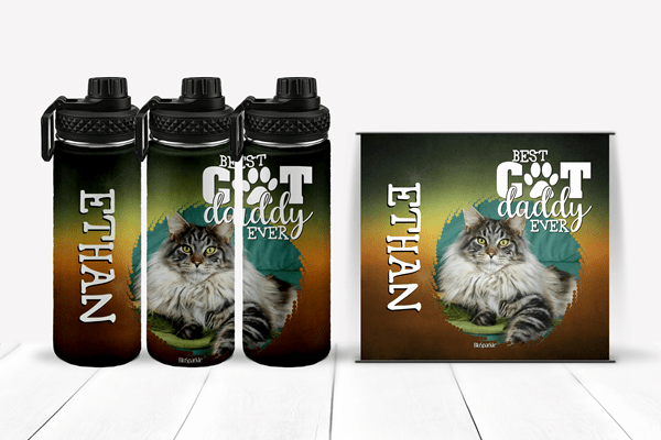 Personalized Best Cat Daddy Ever Tumblers and Water Bottles - BluSparkle