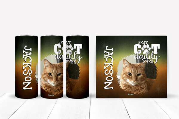 Personalized Best Cat Daddy Ever Tumblers and Water Bottles - BluSparkle